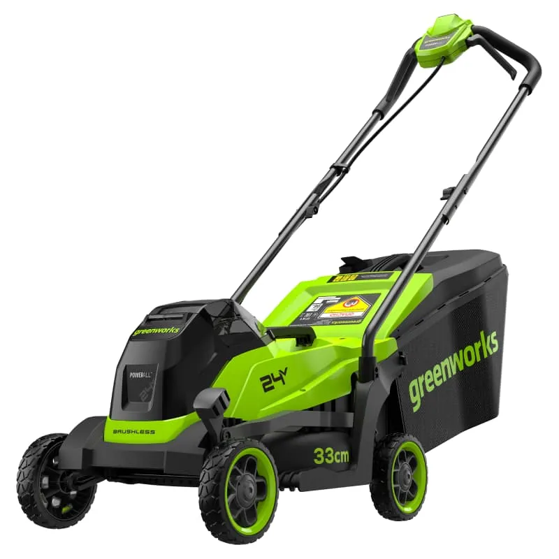 Газонокосилка аккумуляторная 33 см Greenworks 24V GD24LM331 2520607UA, бесщеточная, с АКБ на 2 А*ч и ЗУ