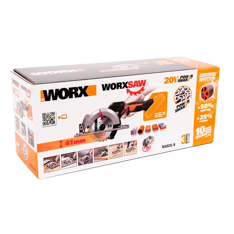 Циркулярная бесщеточная пила WORX WX531 20V 120мм аккумуляторная — детальное фото