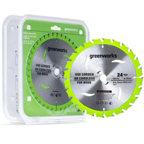 Пильный диск по дереву 165x1.6x20 мм, 24T 2955707 для циркулярной пилы Greenworks GD24CS165 24V — детальное фото