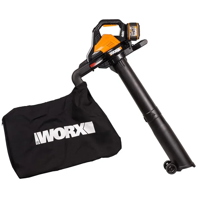 Воздуходувка-пылесос WORX WG583E 40V аккумуляторная, бесщеточная, с АКБ на 2х4 А*ч и 2х2 А ЗУ