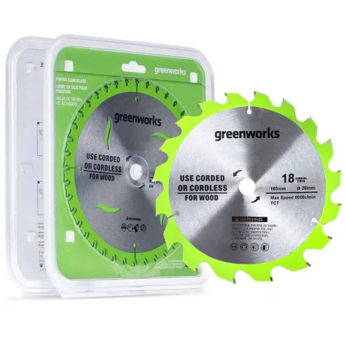 Пильный диск по дереву 165x1,6x20 мм 18T 2955807 для циркулярной пилы Greenworks GD24CS165 24V — детальное фото