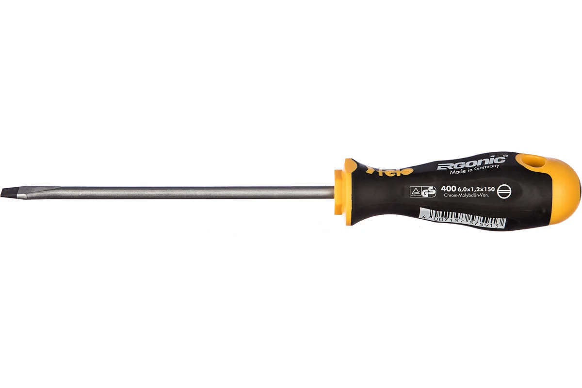 Плоская шлицевая отвертка 6,0х1,2х150 Felo Ergonic 40006510 — детальное фото
