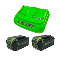2 Аккумулятора с USB разъемом Greenworks G40USB4 40V (4 А/ч) + Быстрое зарядное устройство на 2 слота Greenworks G40UC8 40V (4 A)